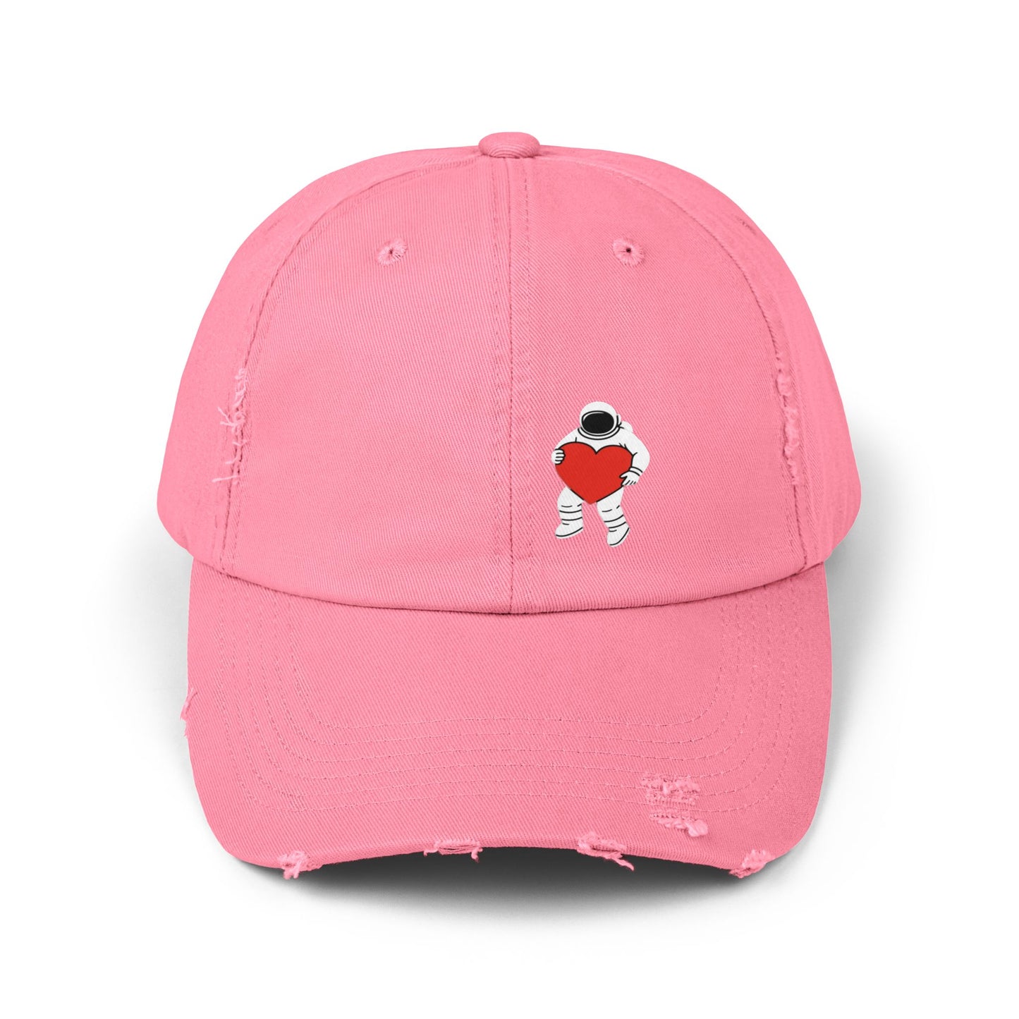 Astronaut Love Distressed Cap, Unisex Space Hat, Trendy Gift for Space Lovers, Casual Fashion Accessory, Perfect for Holidays