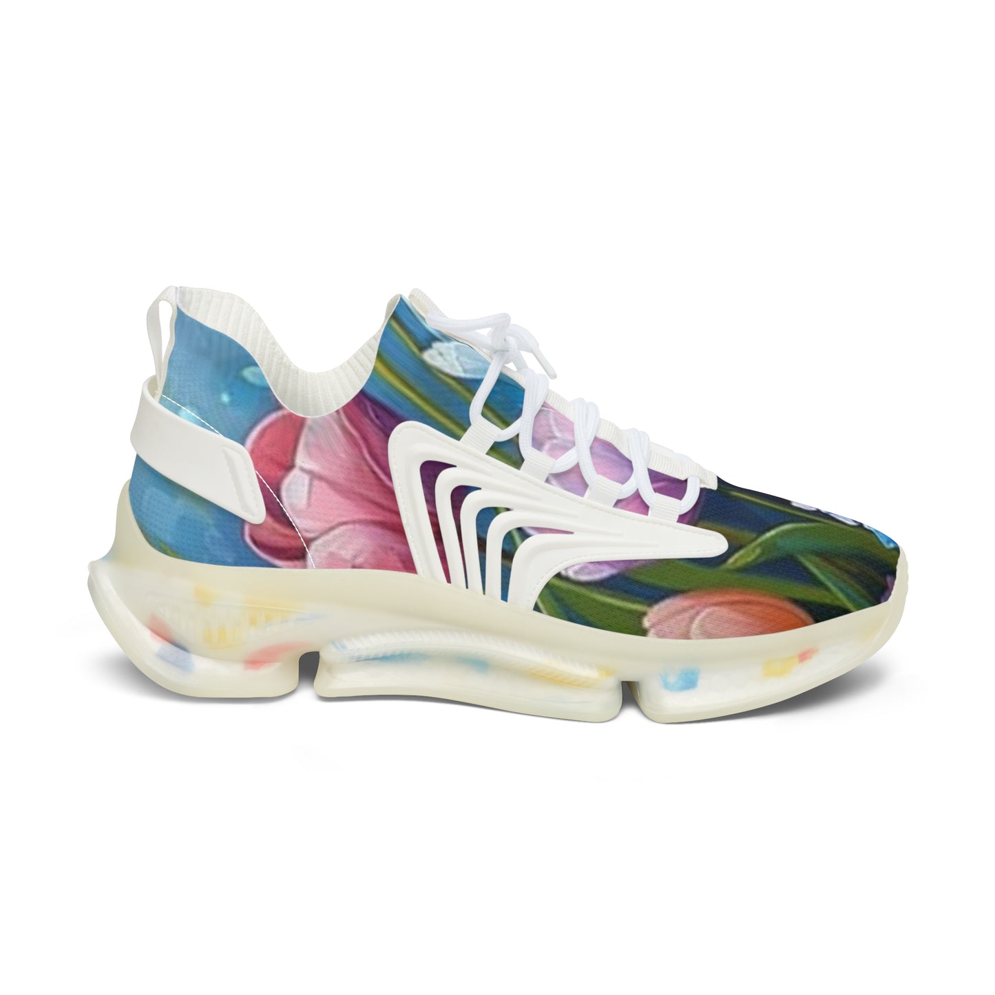 Mesh Sneakers - Realistic Flower Design