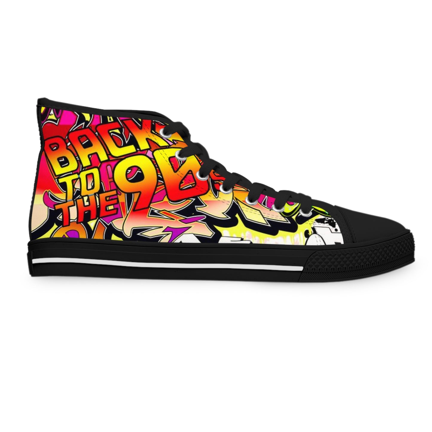Vibrant High Top Sneakers: Trendy Graffiti Kicks for Street Style Fans, Cool Athletic Footwear, Unique Gift for Her