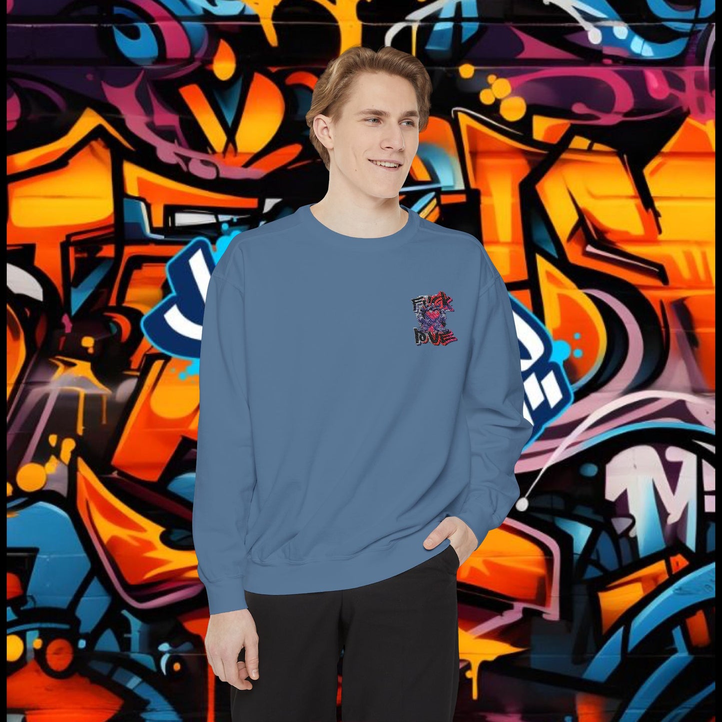 Sweatshirt - Fuck Love Embroidered Design