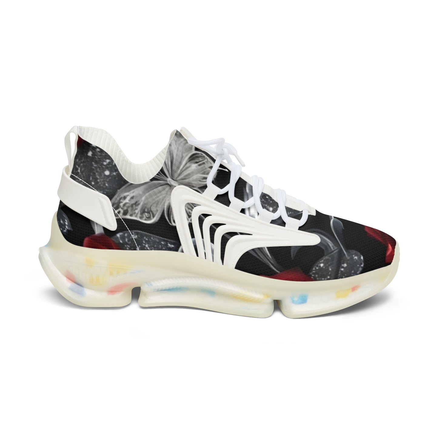 Mesh Sneakers - Diamond Roses Crystal Butterfly Design