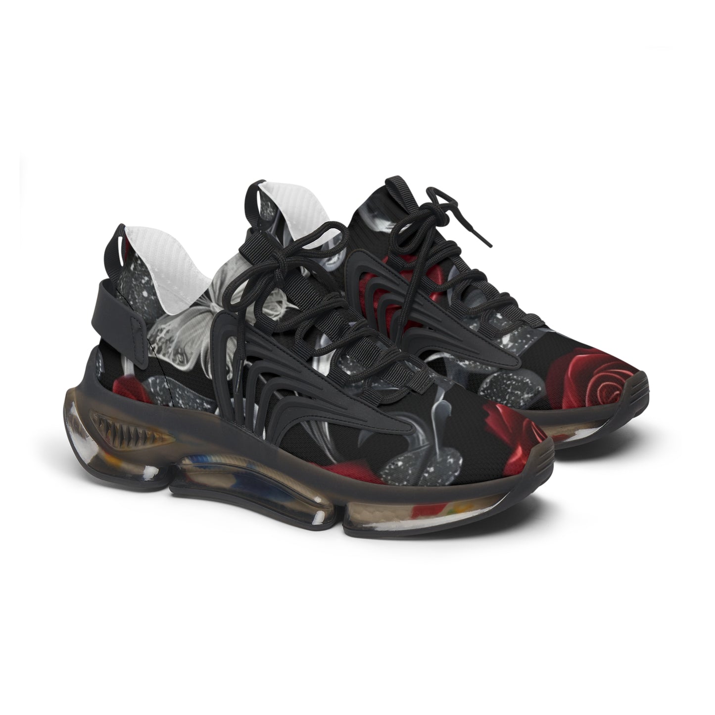 Mesh Sneakers - Diamond Roses Crystal Butterfly Design