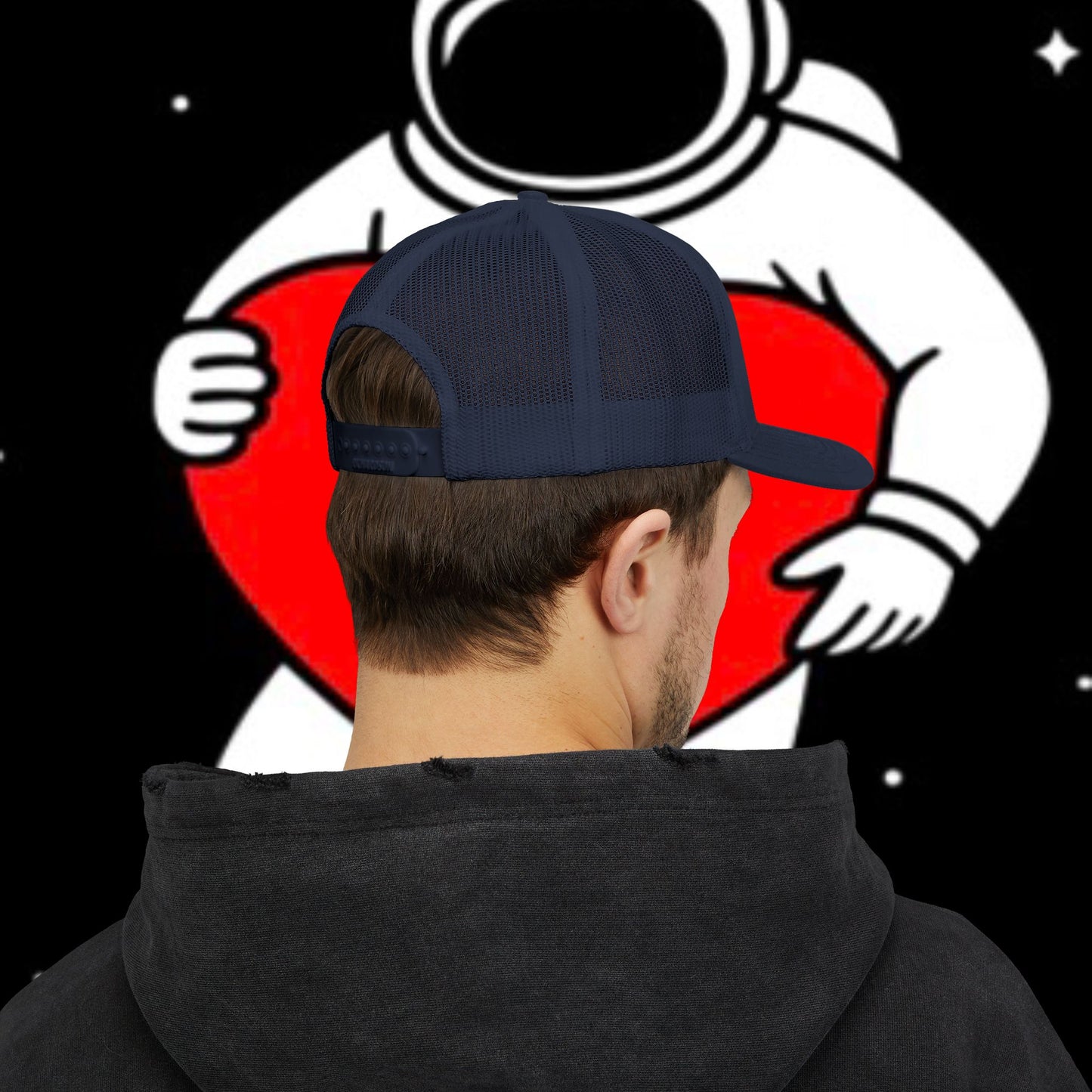 Astronaut Heart Snapback Cap, Cool Trucker Hat for Space Lovers, Unique Gift for Birthdays, Holidays, Adventure, Outdoor Wear