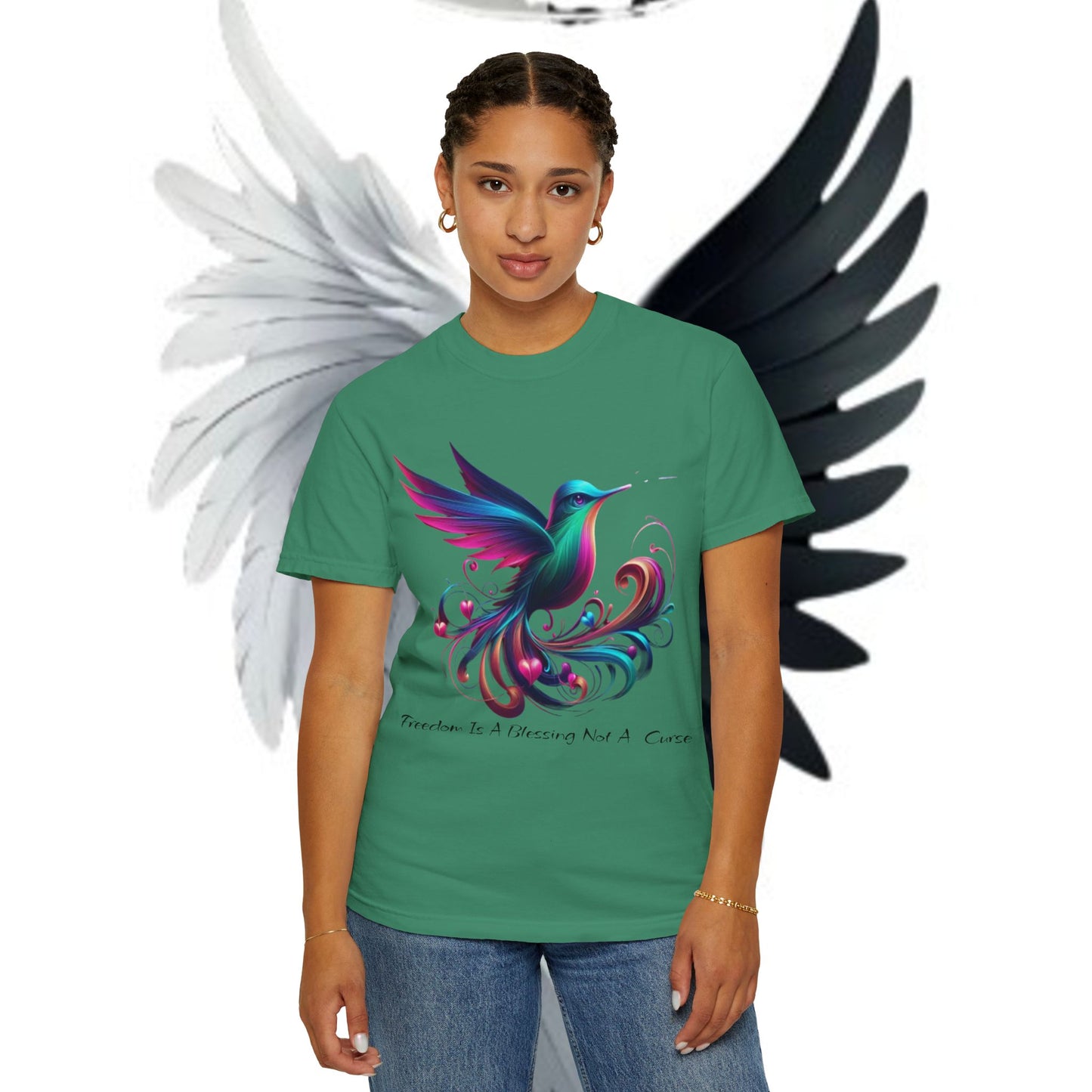 Garment-Dyed T-shirt - Freedom is a Blessing Design