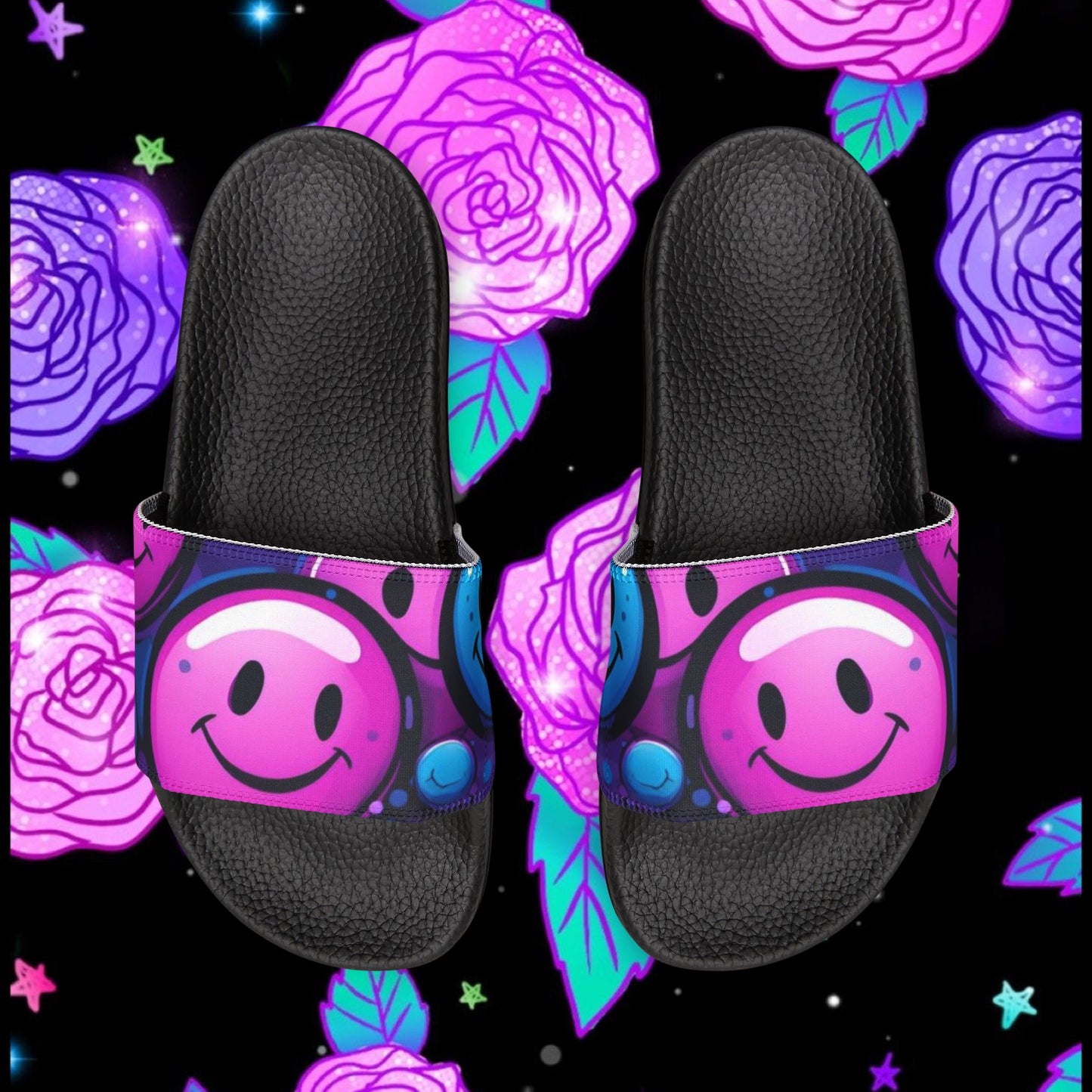 Happy Vibes Cute Sandals, Summer Footwear, Beachwear, Gift for Her, Fashion Slides