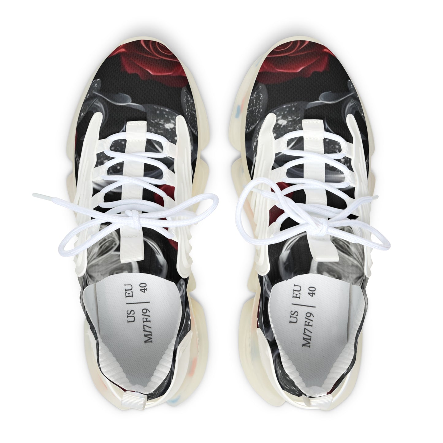 Mesh Sneakers - Diamond Roses Crystal Butterfly Design