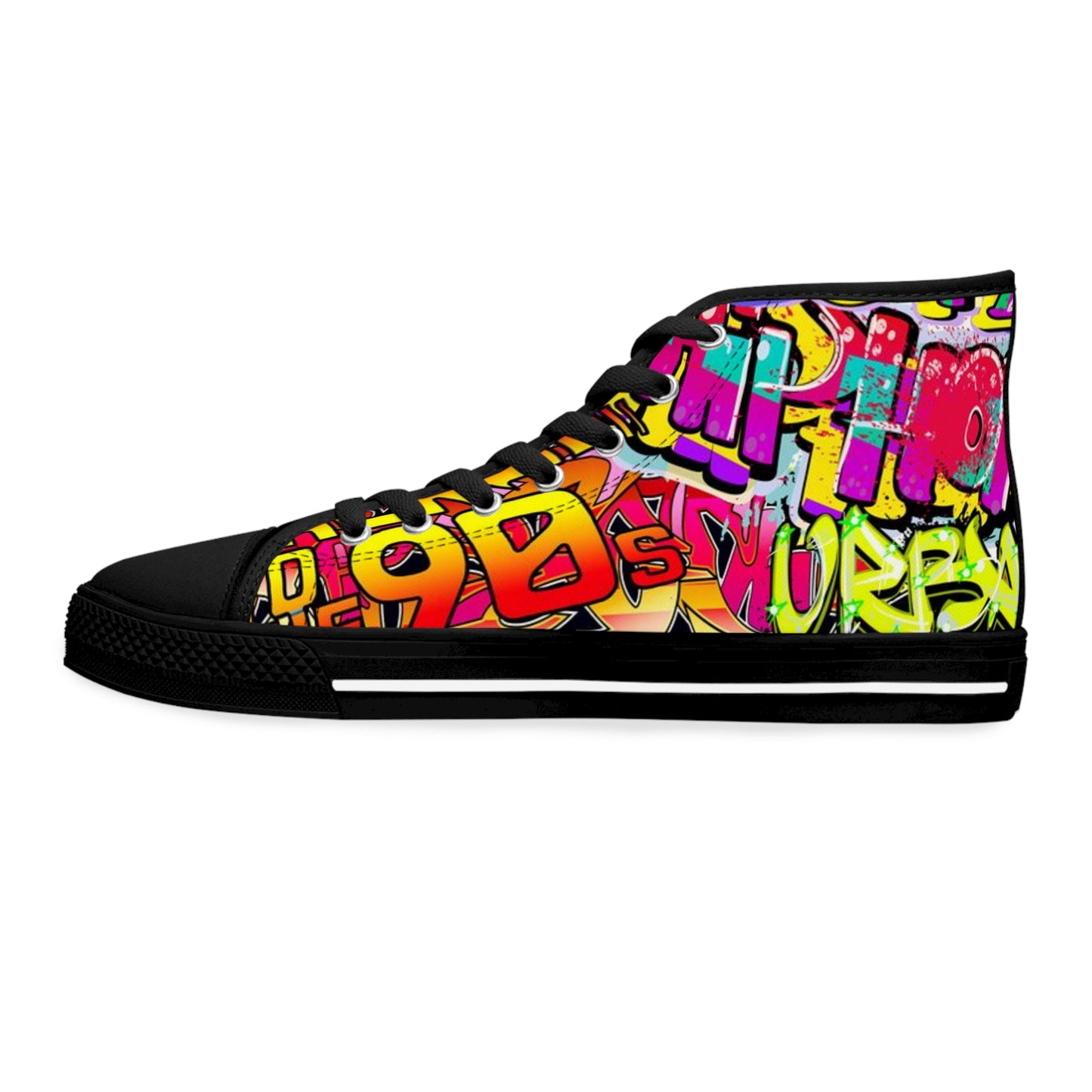 Vibrant High Top Sneakers: Trendy Graffiti Kicks for Street Style Fans, Cool Athletic Footwear, Unique Gift for Her