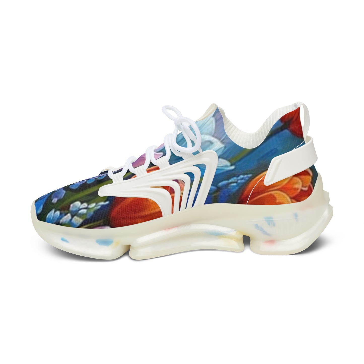 Mesh Sneakers - Realistic Flower Design