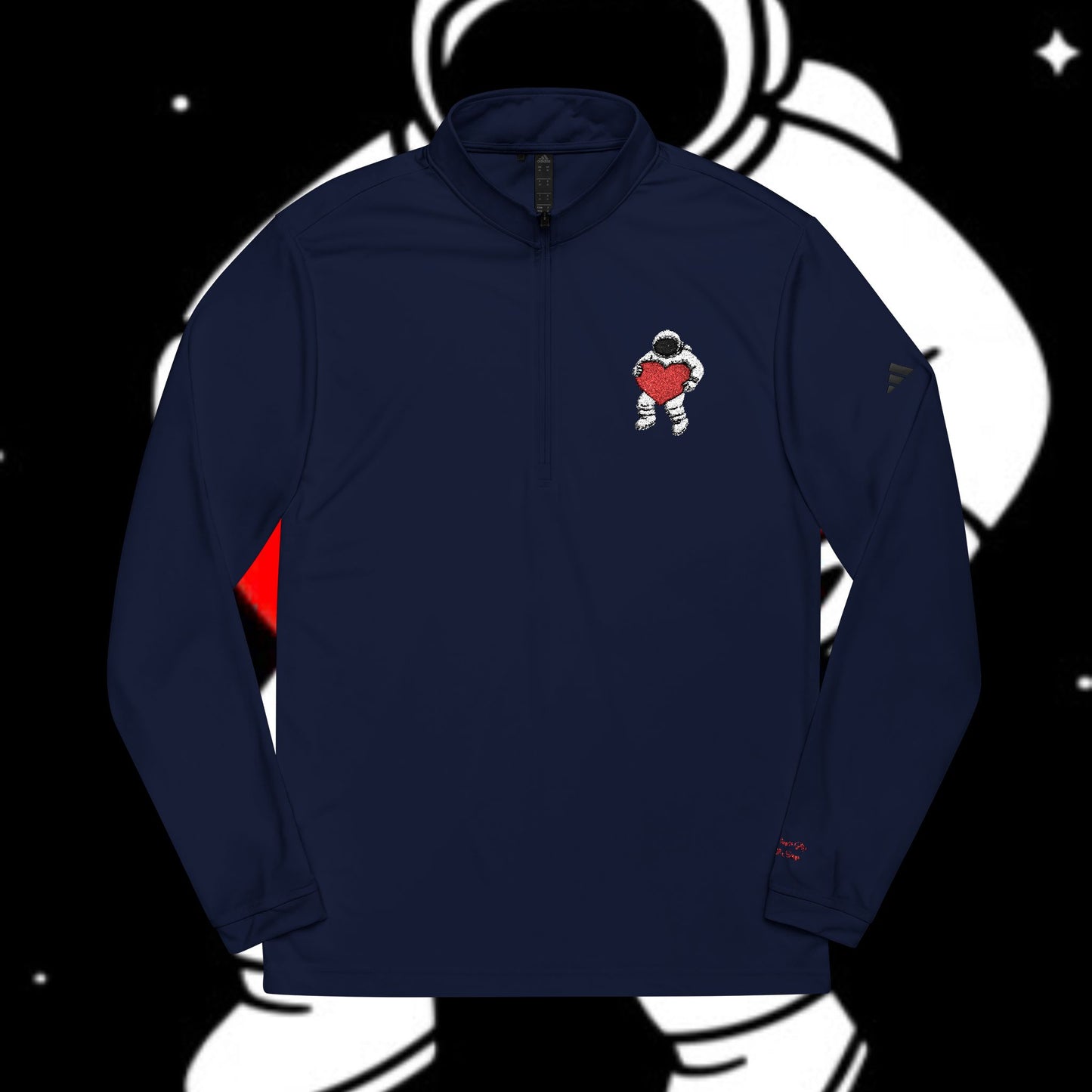 Cosmic Love Quarter-Zip Pullover, Heartbeat Pullover, Astronaut Apparel, Unique Sportswear, Valentine's Day Gift, Casual Activewear