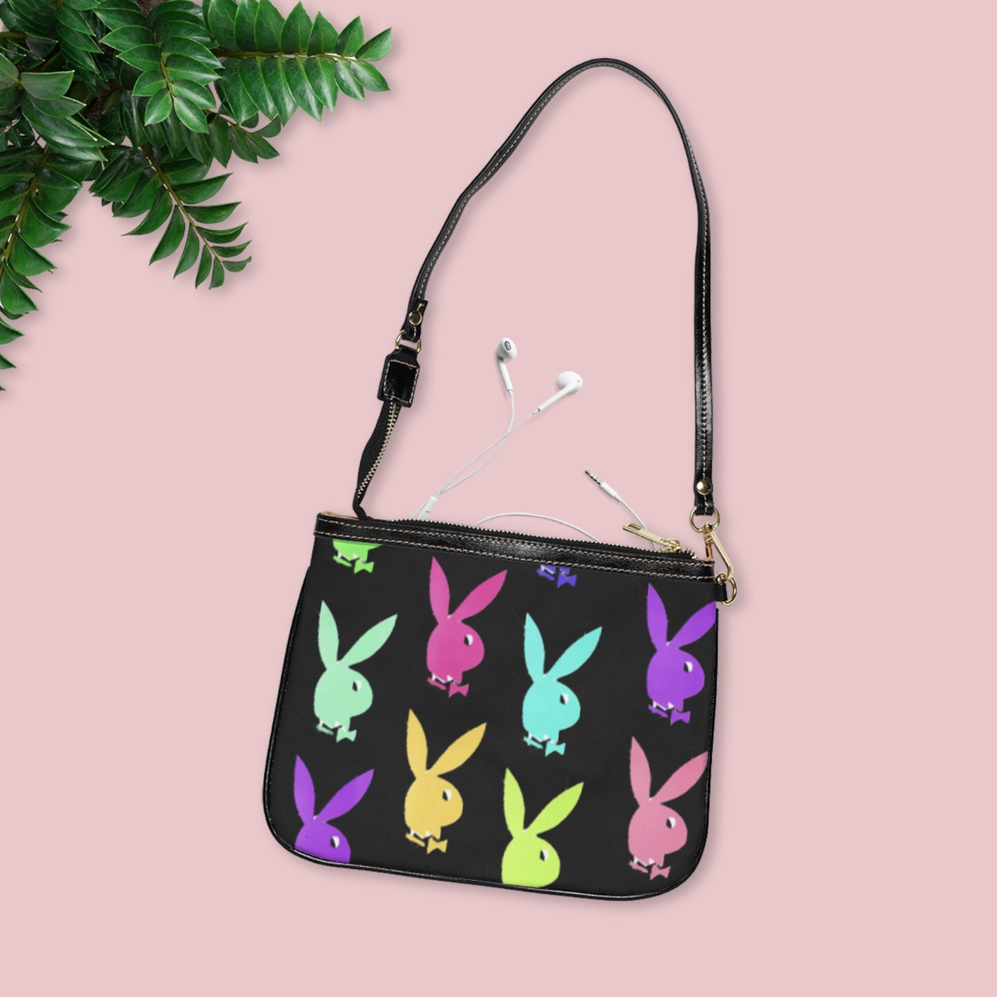 Colorful Bunny Print Small Shoulder Bag, Cute Crossbody Bag, Trendy Everyday Purse, Easter Gift, Spring Fashion Accessory