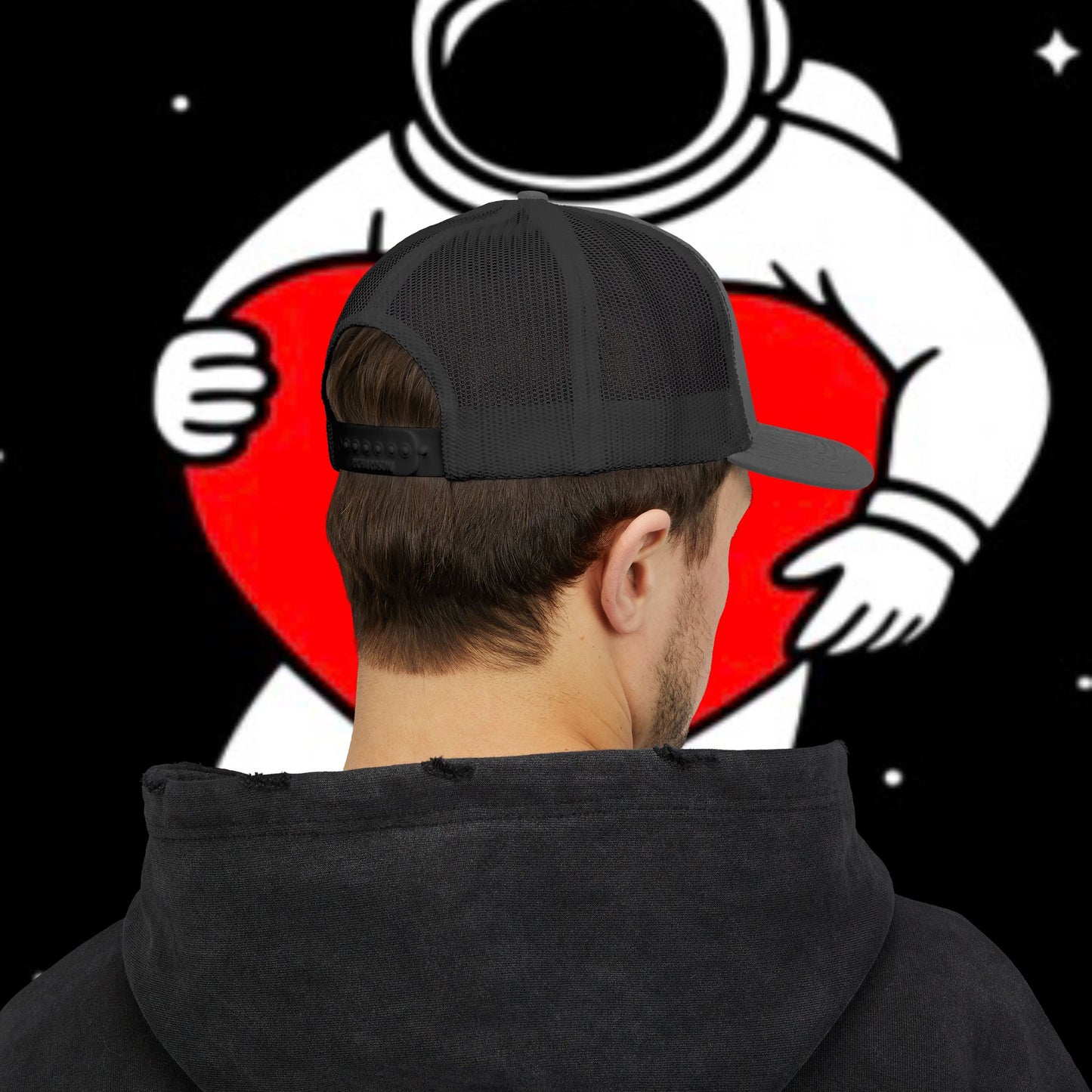 Astronaut Heart Snapback Cap, Cool Trucker Hat for Space Lovers, Unique Gift for Birthdays, Holidays, Adventure, Outdoor Wear