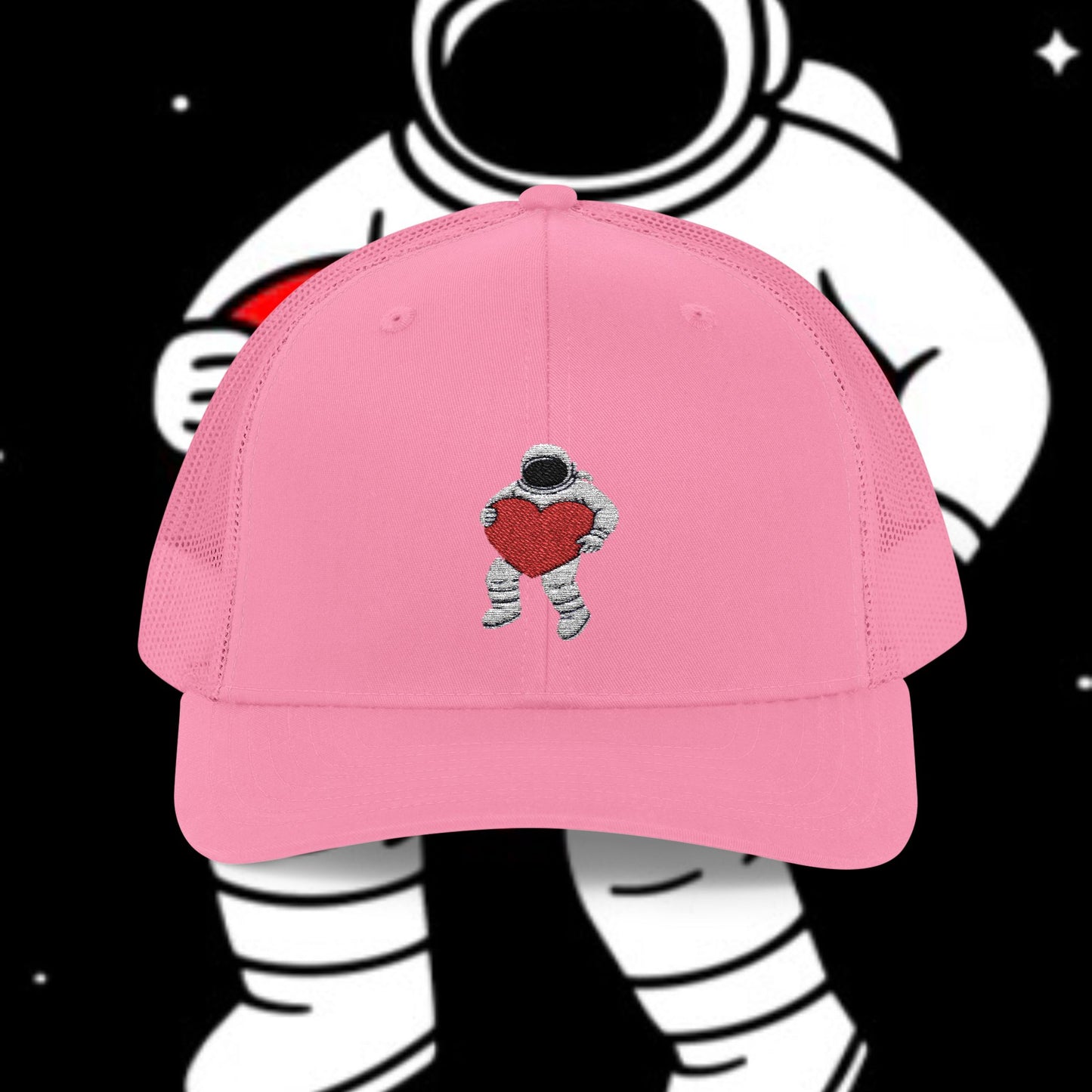 Astronaut Heart Snapback Cap, Cool Trucker Hat for Space Lovers, Unique Gift for Birthdays, Holidays, Adventure, Outdoor Wear