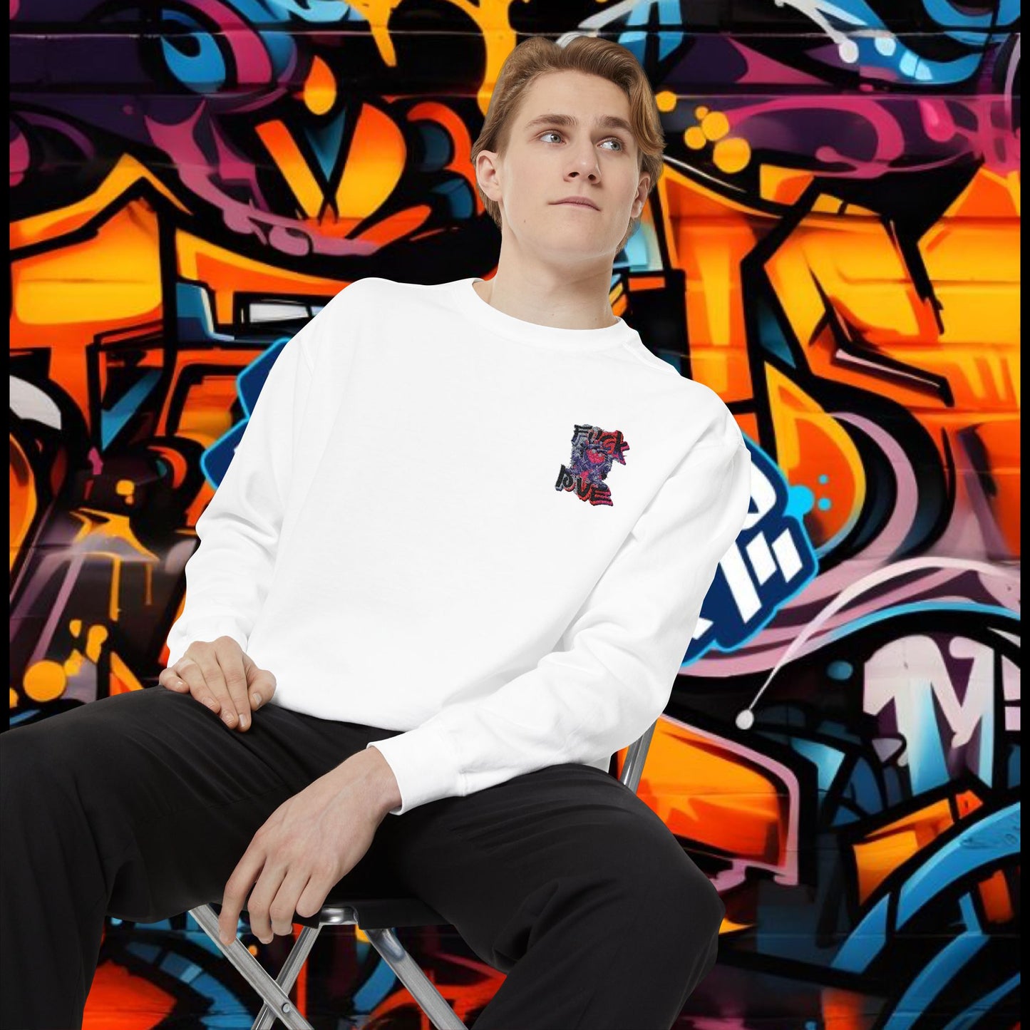 Sweatshirt - Fuck Love Embroidered Design