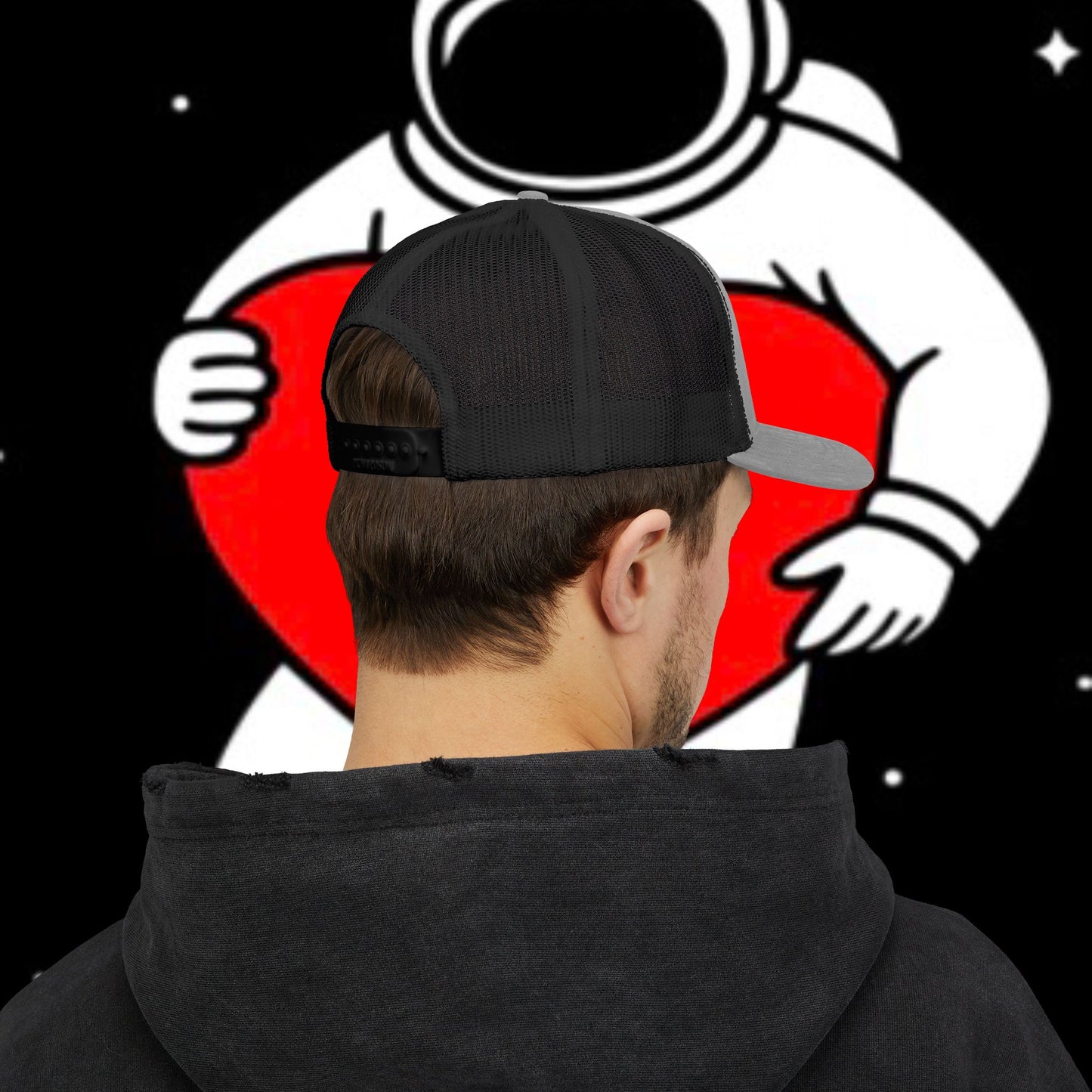 Astronaut Heart Snapback Cap, Cool Trucker Hat for Space Lovers, Unique Gift for Birthdays, Holidays, Adventure, Outdoor Wear