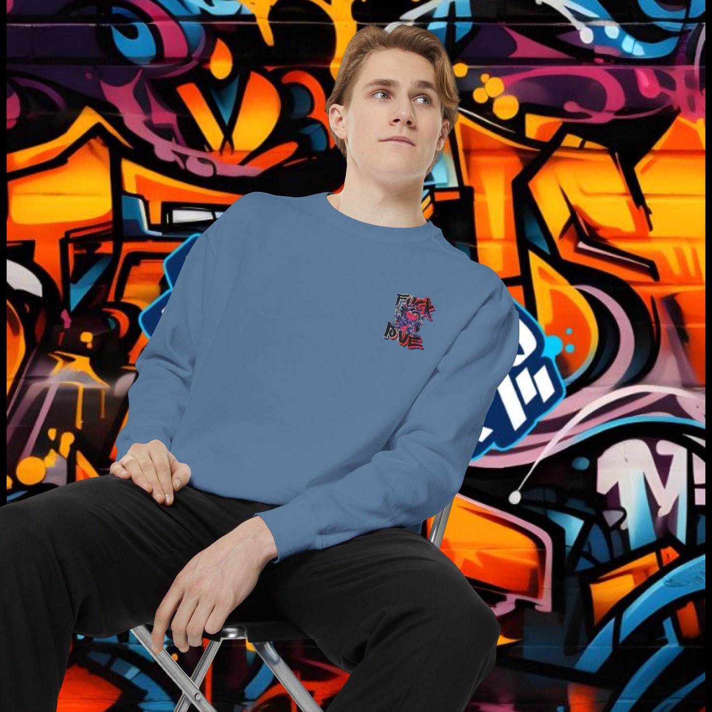 Sweatshirt - Fuck Love Embroidered Design