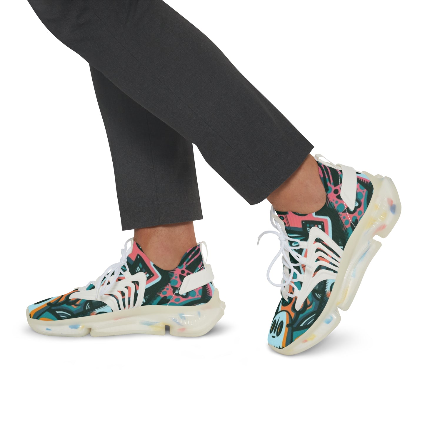 Vibrant Men's Mesh Sneakers, Colorful Workout Shoes, Trendy Sports Footwear, Unique Fashion Sneakers, Perfect for Active Lifestyle