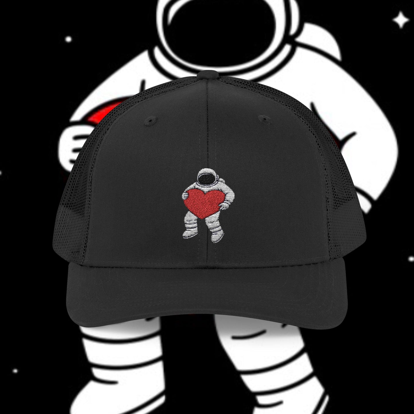 Astronaut Heart Snapback Cap, Cool Trucker Hat for Space Lovers, Unique Gift for Birthdays, Holidays, Adventure, Outdoor Wear