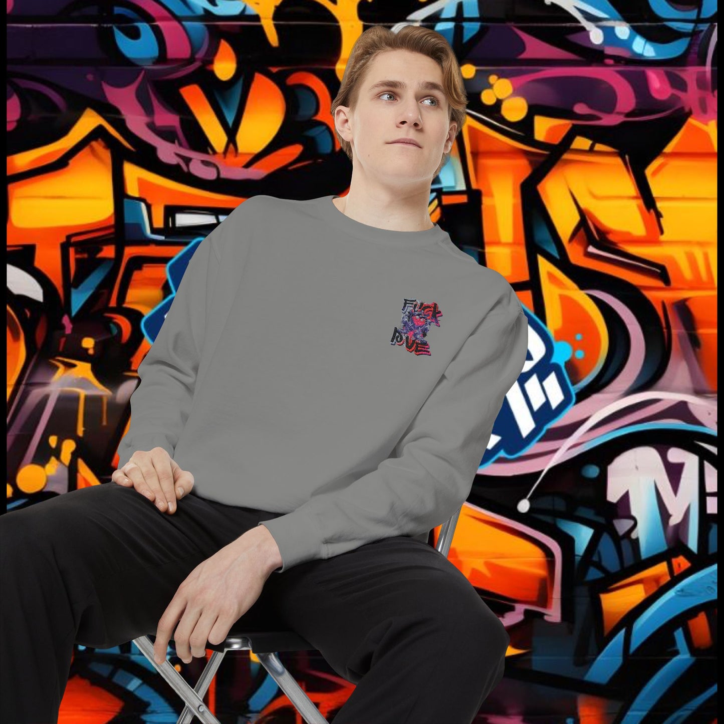 Sweatshirt - Fuck Love Embroidered Design