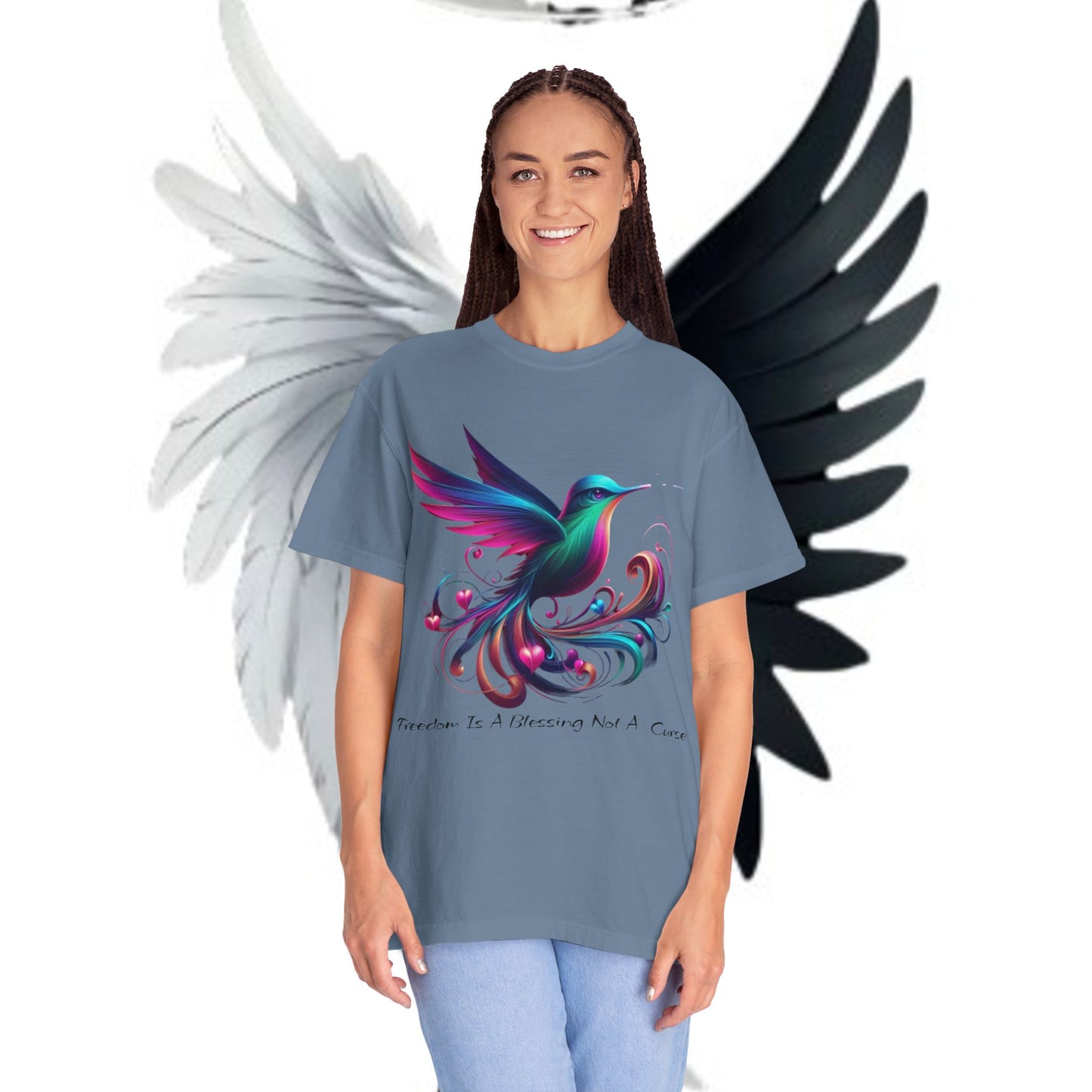 Garment-Dyed T-shirt - Freedom is a Blessing Design