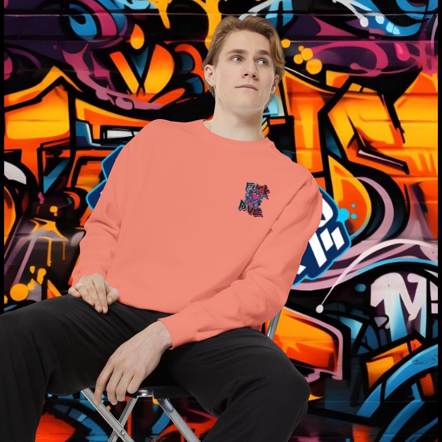 Sweatshirt - Fuck Love Embroidered Design