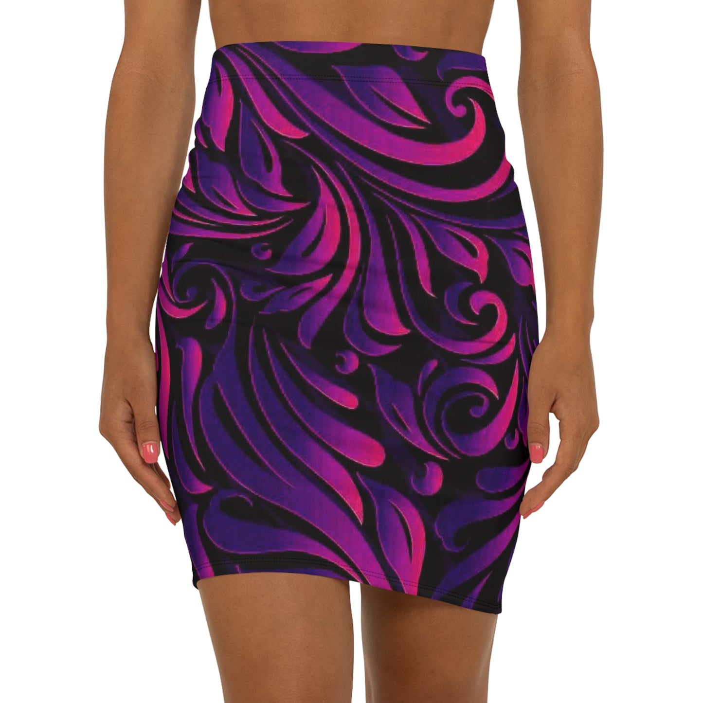 Women's Artistic Mid-Waist Pencil Skirt, Statement Skirt for Night Out, Colorful Floral Design, Perfect for Parties, Summer Events, Fashion