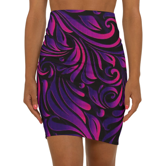 Women's Artistic Mid-Waist Pencil Skirt, Statement Skirt for Night Out, Colorful Floral Design, Perfect for Parties, Summer Events, Fashion