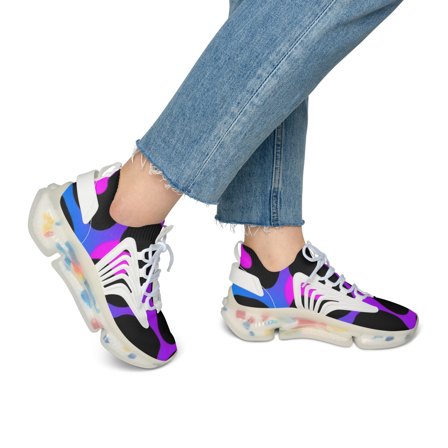 Trendy Women's Mesh Sneakers, Colorful Athletic Shoes, Stylish Walking Sneakers, Unique Sport Shoes, Fashion-forward Sneakers