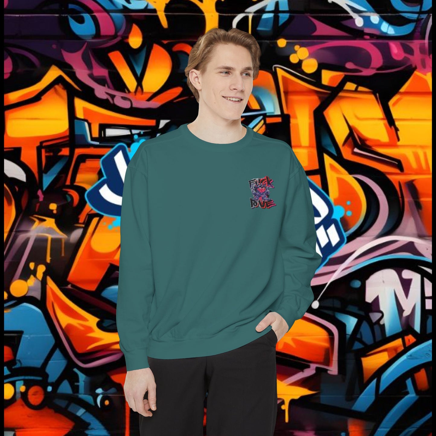 Sweatshirt - Fuck Love Embroidered Design