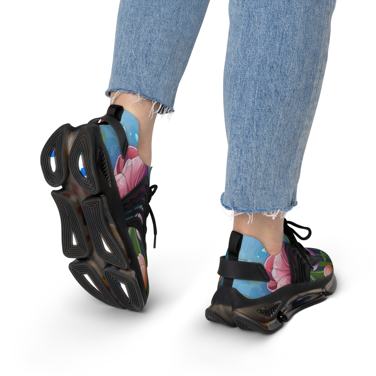 Mesh Sneakers - Realistic Flower Design