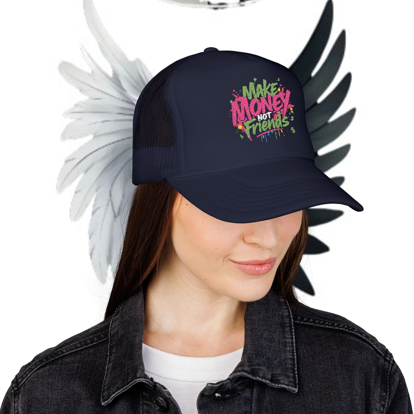 Trucker Hat - Make Money Not Friends Embroidered Cap