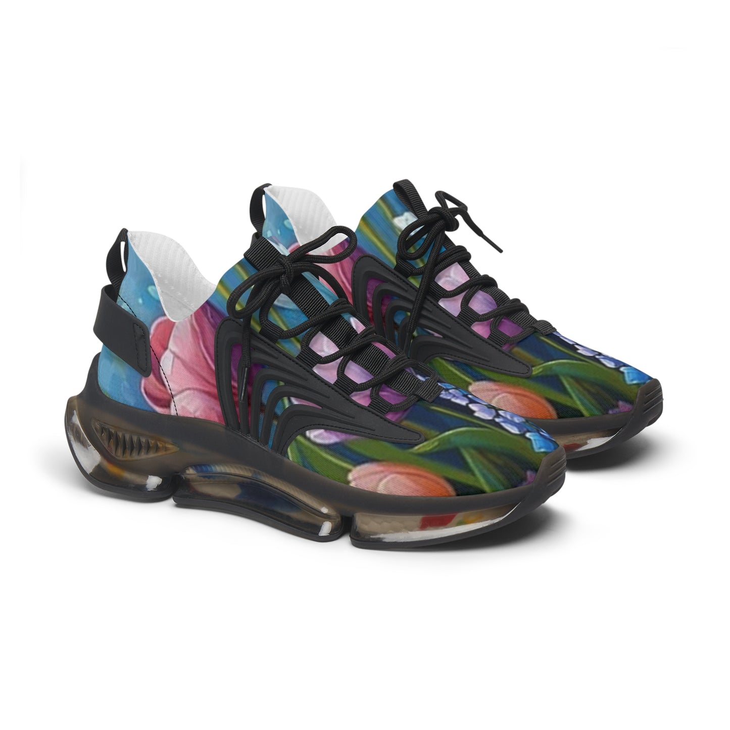 Mesh Sneakers - Realistic Flower Design
