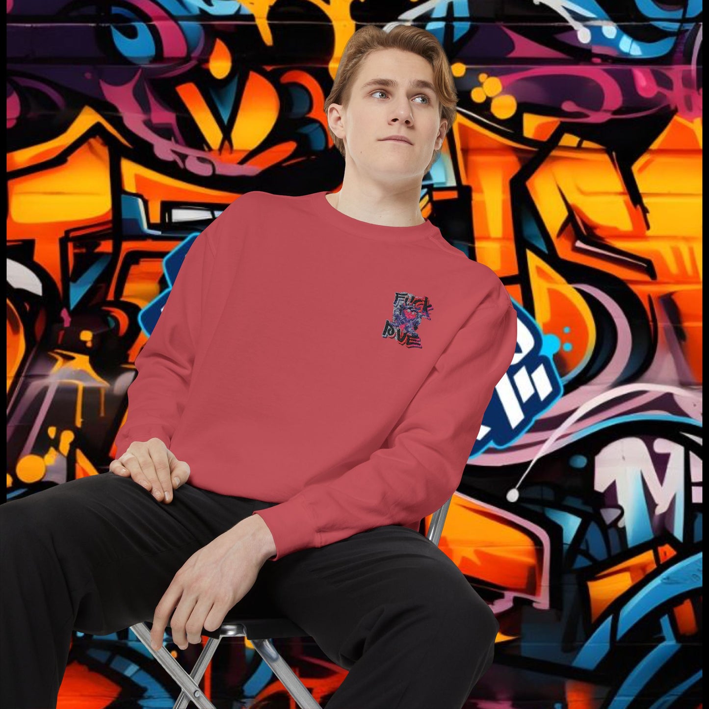 Sweatshirt - Fuck Love Embroidered Design