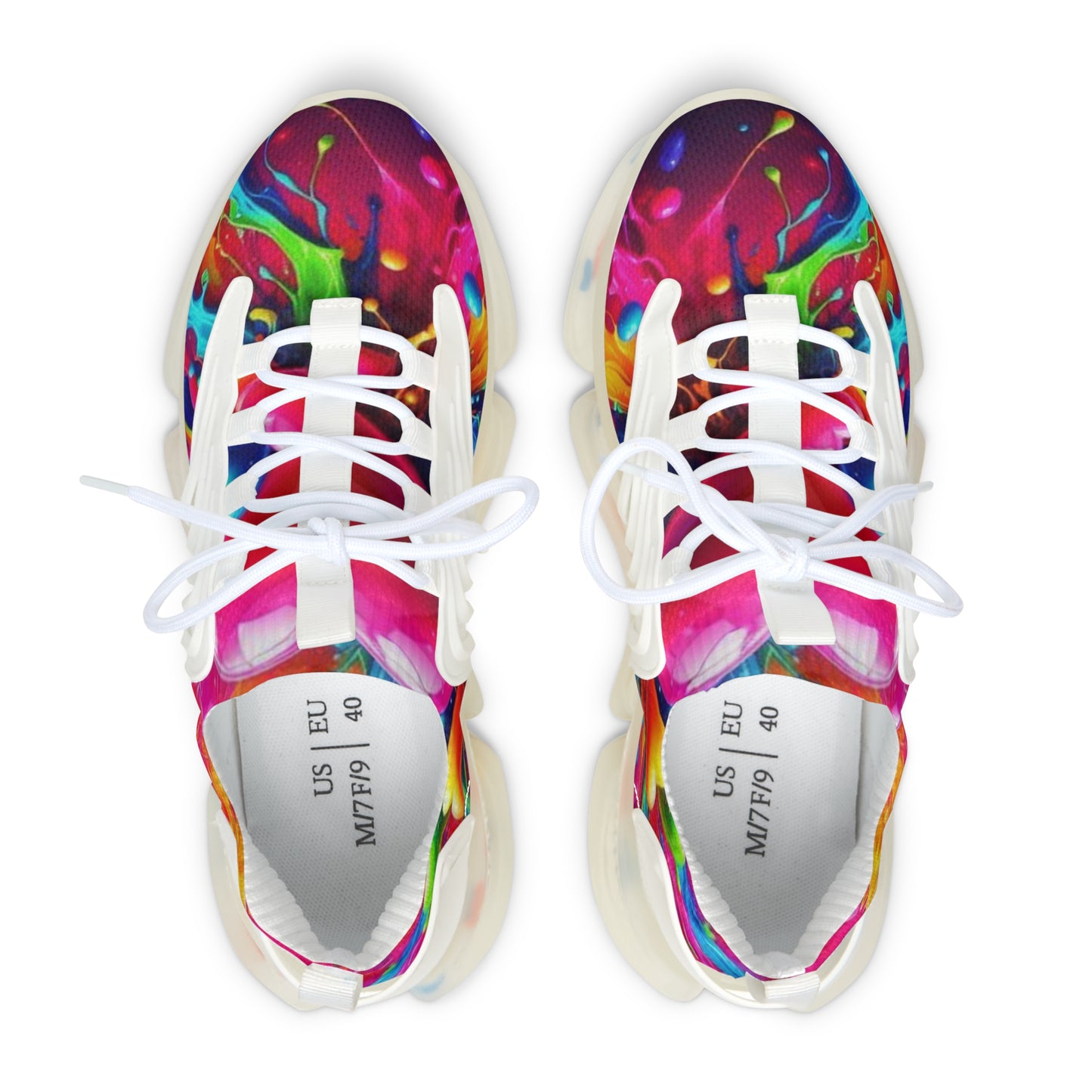 Mesh Sneakers, Watercolor Heart Design Tennis Shoes for Women
