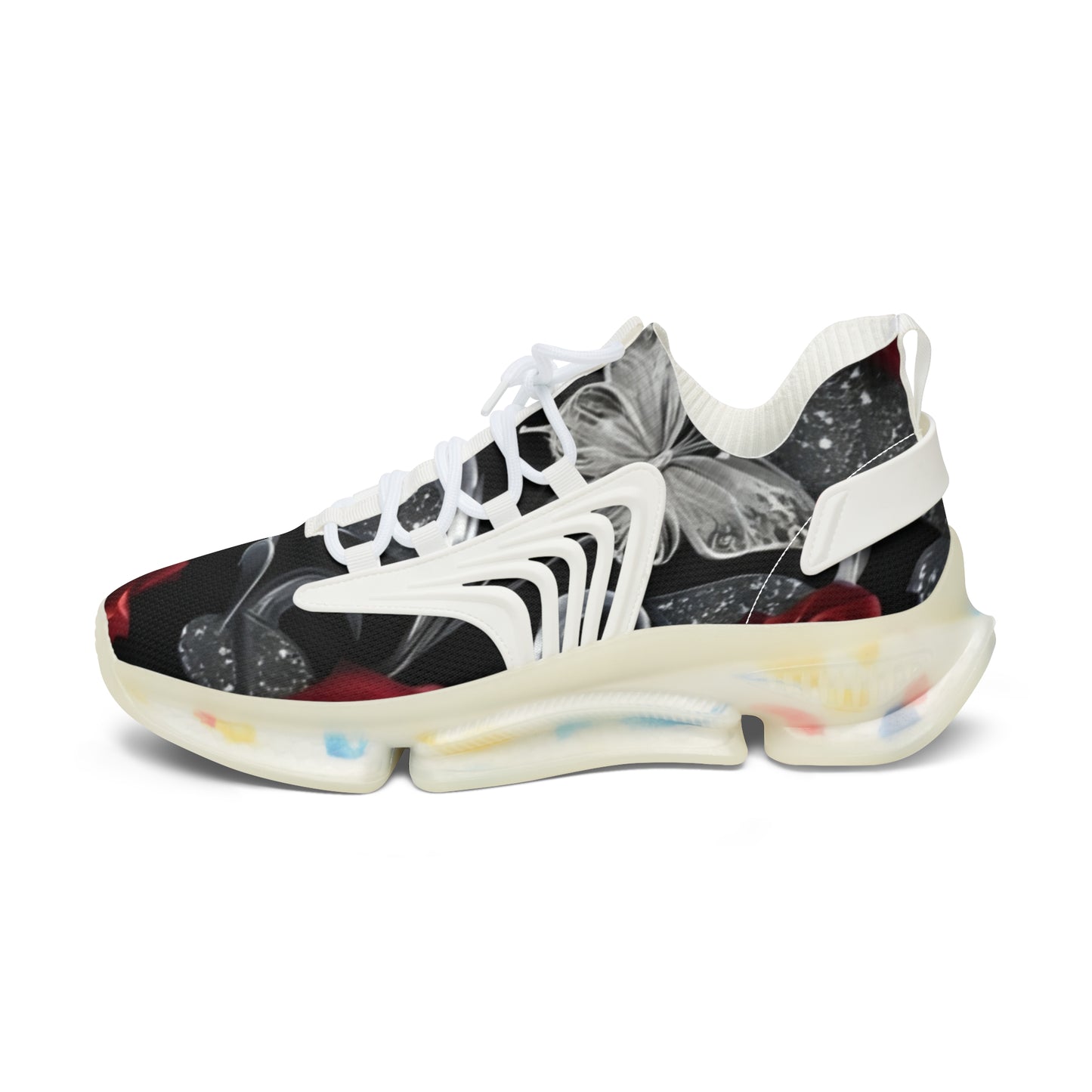Mesh Sneakers - Diamond Roses Crystal Butterfly Design