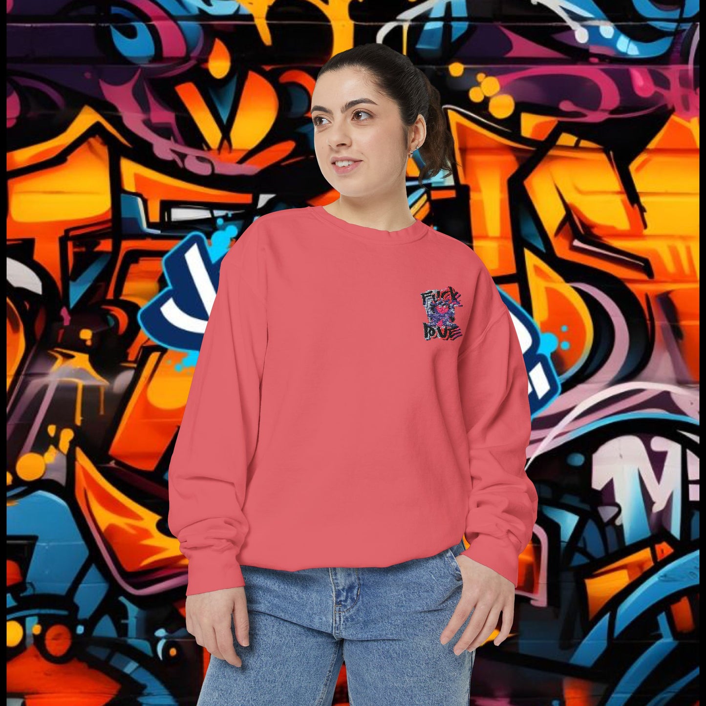 Sweatshirt - Fuck Love Embroidered Design