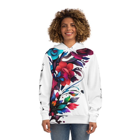 Vibrant Floral Hoodie, Cozy Blooming Sweatshirt, Gift for Her, Colorful Art Apparel, Trendy Fashion Top