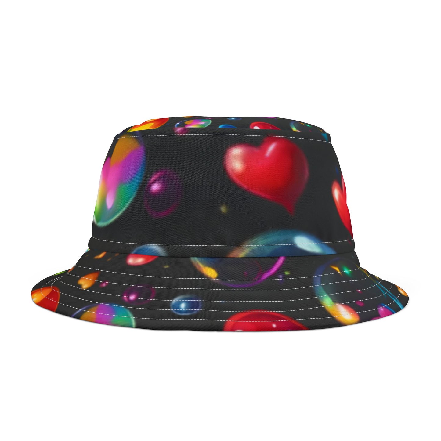 Vibrant Heart Pattern Bucket Hat, Loving Summer Accessory, Festival Gear, Beach Hat, Fun Gift for Friends