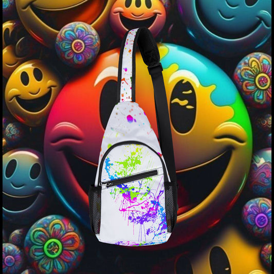 Colorful Chest Bag for Trendy Adventures, Fun Sling Bag, Festival Accessory, Abstract Art Crossbody, Unique Gift Idea