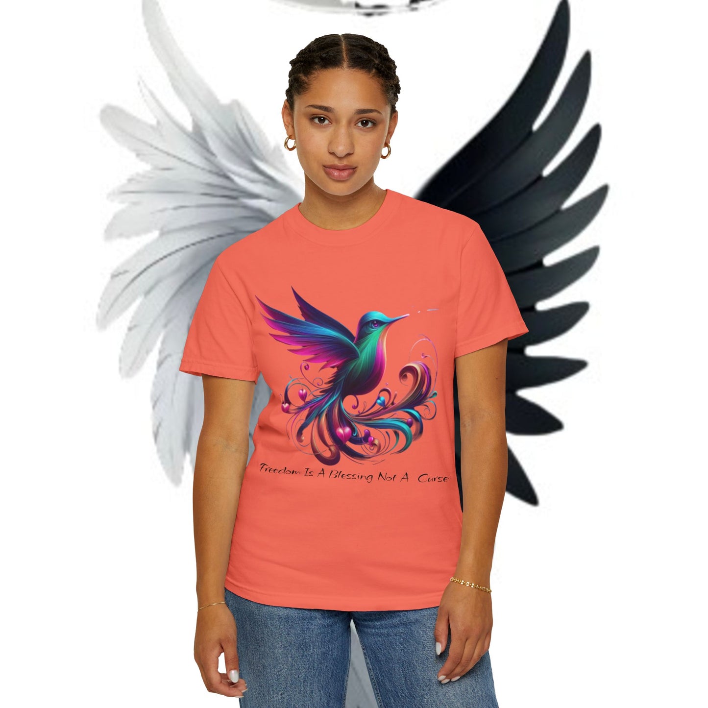 Garment-Dyed T-shirt - Freedom is a Blessing Design