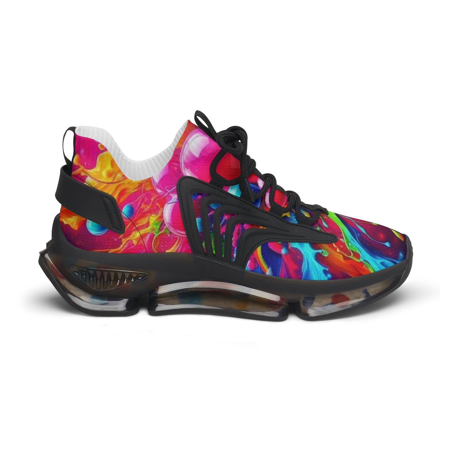 Mesh Sneakers, Watercolor Heart Design Tennis Shoes for Women