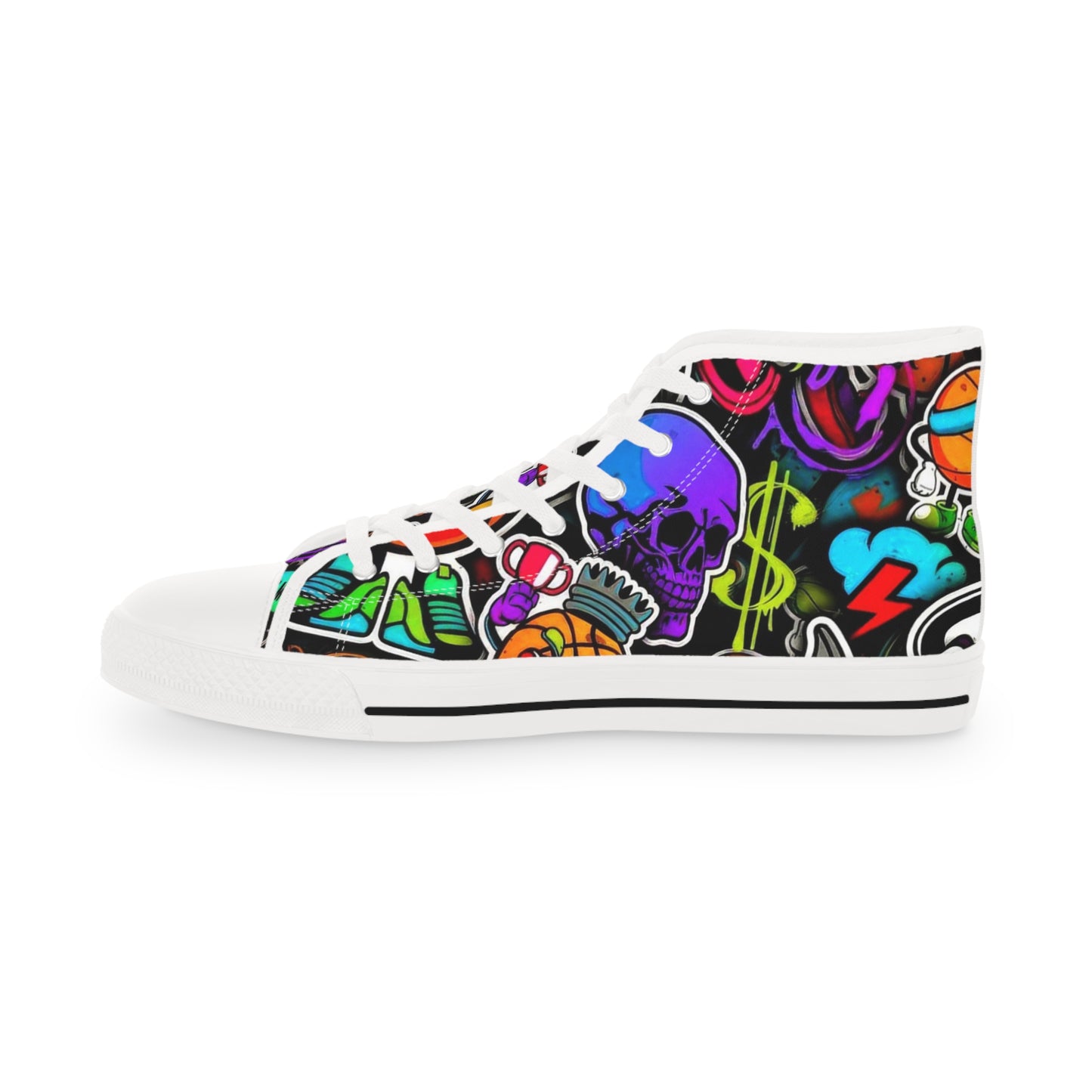 Colorful High Top Sneakers, Stylish Footwear for Men, Unique Gift Idea, Casual Wear, Vibrant Street Style