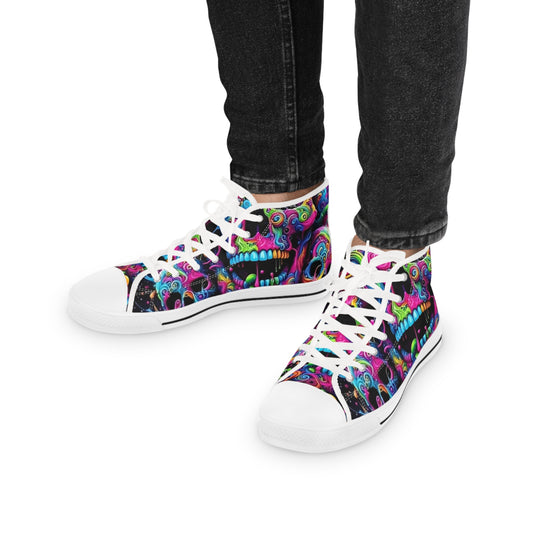 Men's Colorful High Top Sneakers, Trendy Streetwear, Vibrant Art Sneakers, Cool Gift for Him, Funky Casual Shoes
