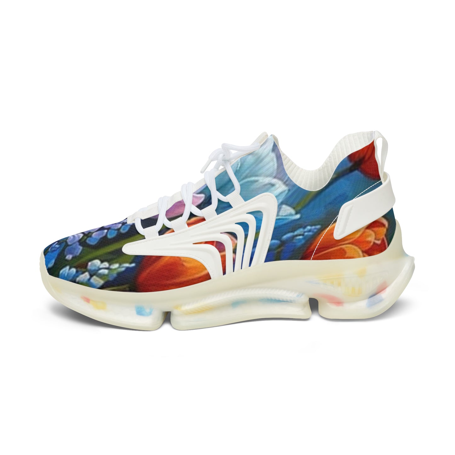 Mesh Sneakers - Realistic Flower Design