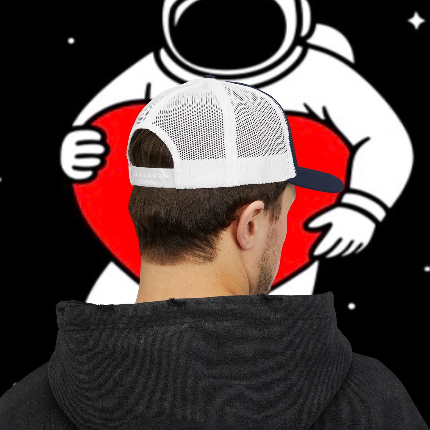 Astronaut Heart Snapback Cap, Cool Trucker Hat for Space Lovers, Unique Gift for Birthdays, Holidays, Adventure, Outdoor Wear