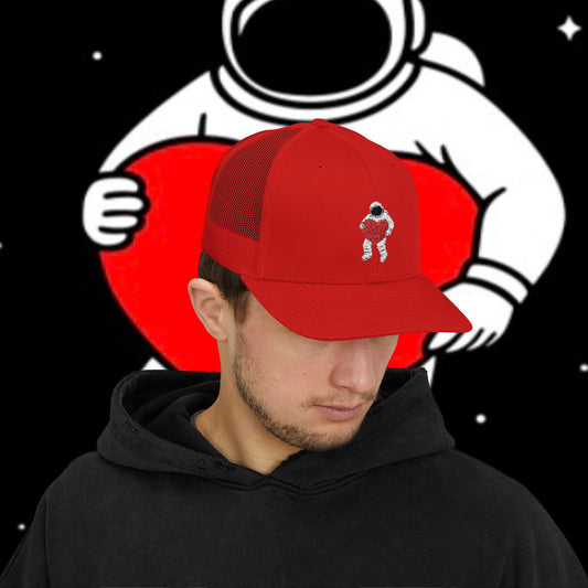 Astronaut Heart Snapback Cap, Cool Trucker Hat for Space Lovers, Unique Gift for Birthdays, Holidays, Adventure, Outdoor Wear