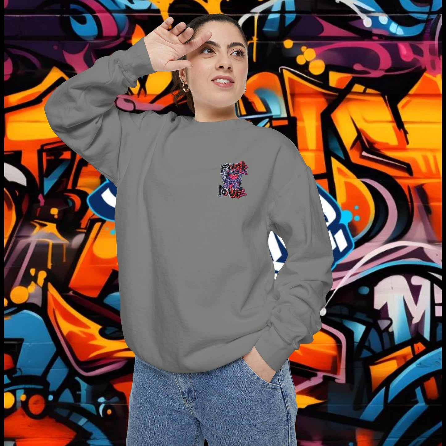 Sweatshirt - Fuck Love Embroidered Design
