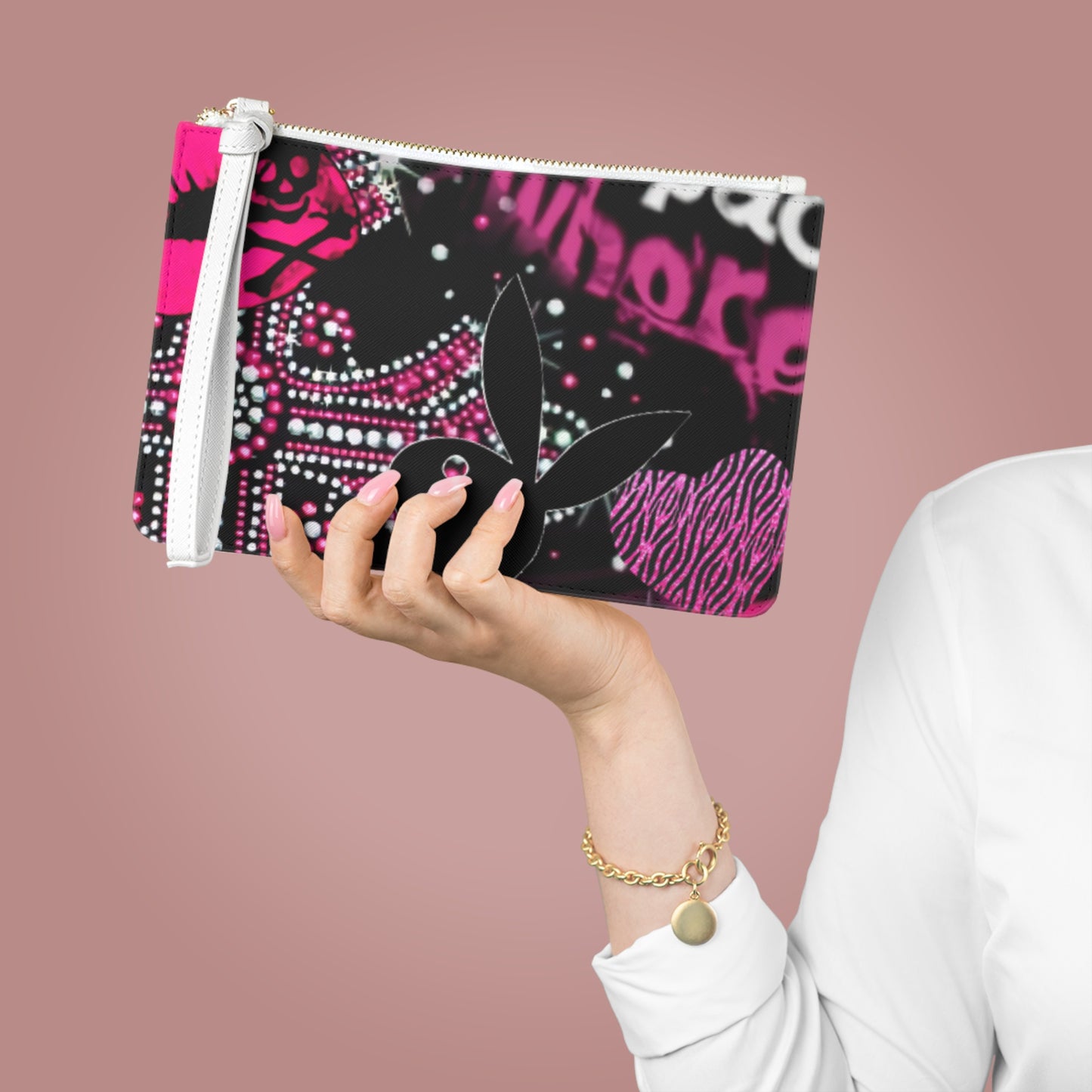 Bold Graphic Clutch Bag, Stylish Handbag for Night Out, Party Accessory, Makeup Organizer, Fun Gift for Her