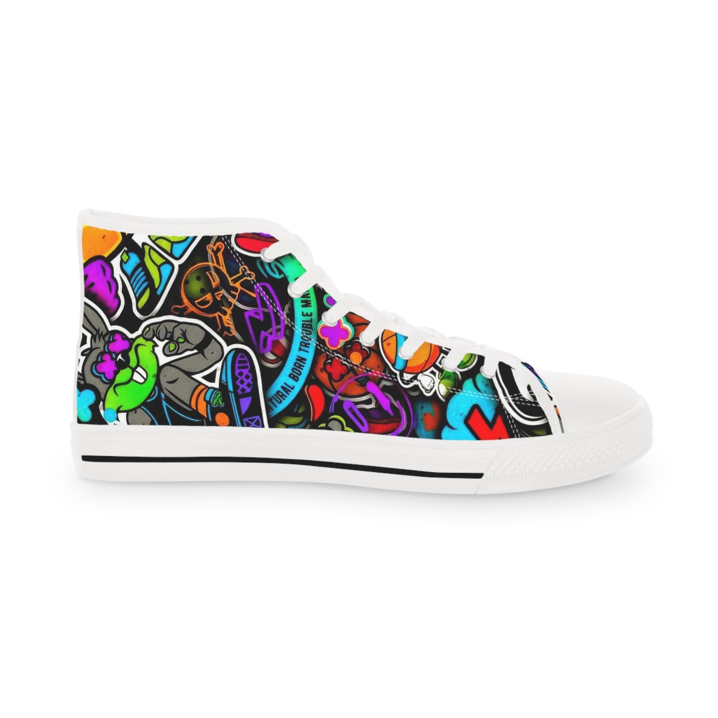 Colorful High Top Sneakers, Stylish Footwear for Men, Unique Gift Idea, Casual Wear, Vibrant Street Style