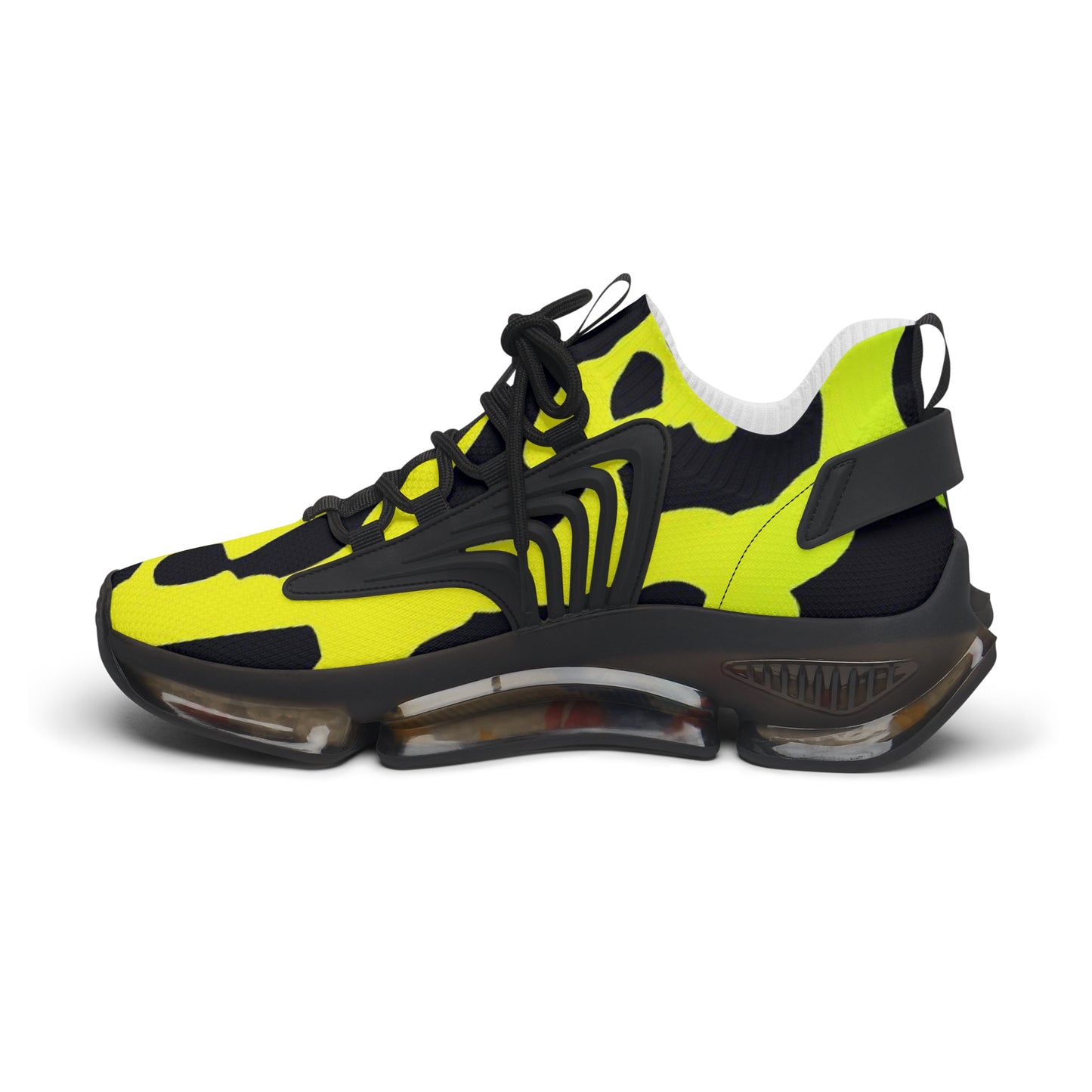 Mesh Sneakers - Yellow Cheetah Print Design