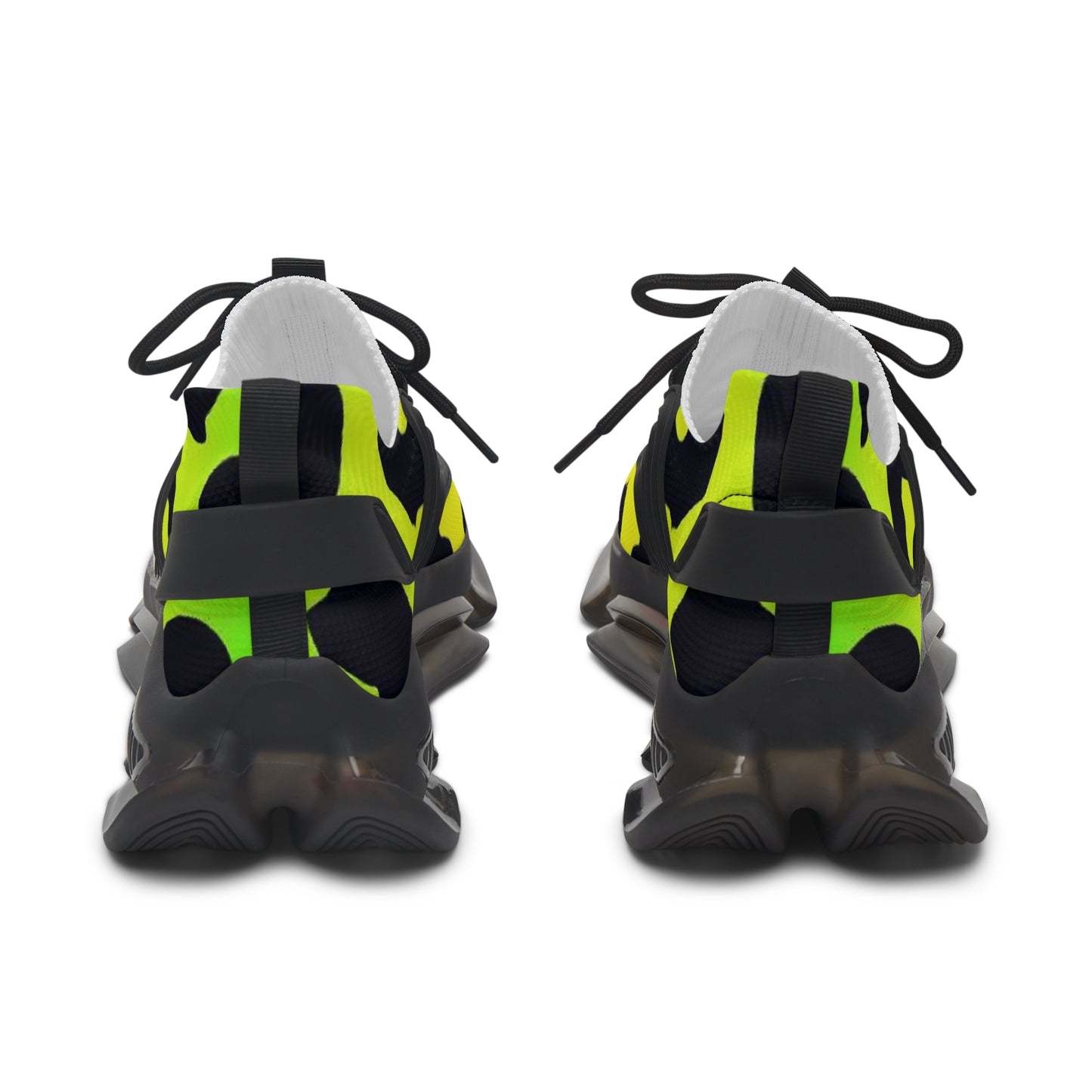 Mesh Sneakers - Yellow Cheetah Print Design
